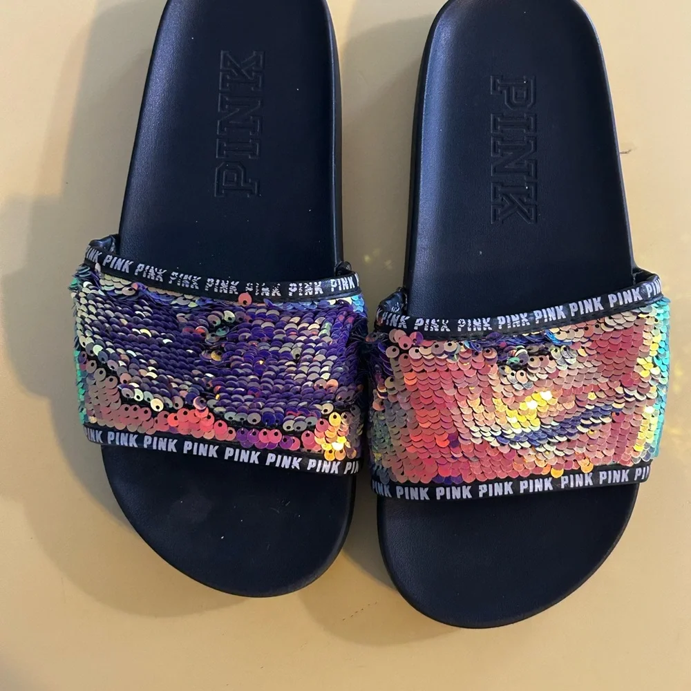 PINK Victoria's Secret Multicolor Sequin Sandals - Picture 3 of 3